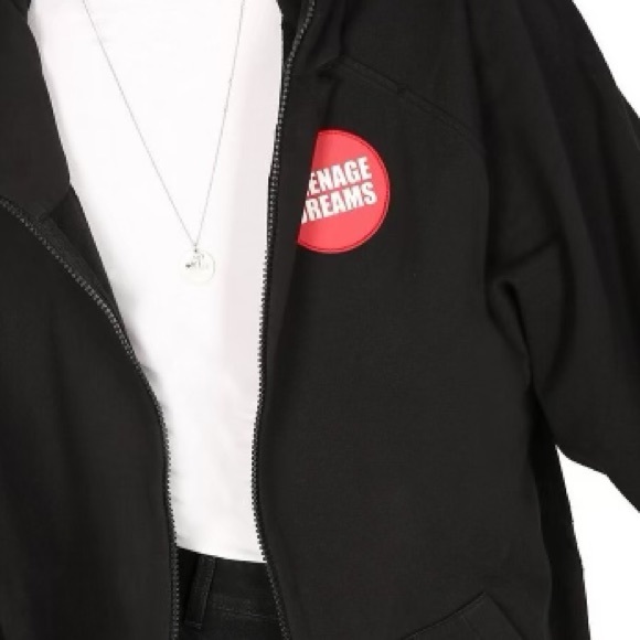 Raf Simons RARE! Black Teenage Dreams Oversized Zipped Distressed Hoodie Sz Med - Picture 2 of 11